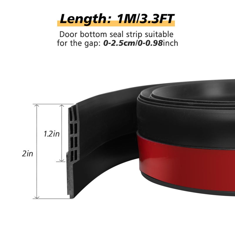 SUNMON Silicone Door Draft Stopper â€“ 39 inches Door Seal Strip for Under Door Seal Gap Interior & Exterior Doors Weather Stripping Soundproof ï¼ˆBlackï¼‰ - Image 5